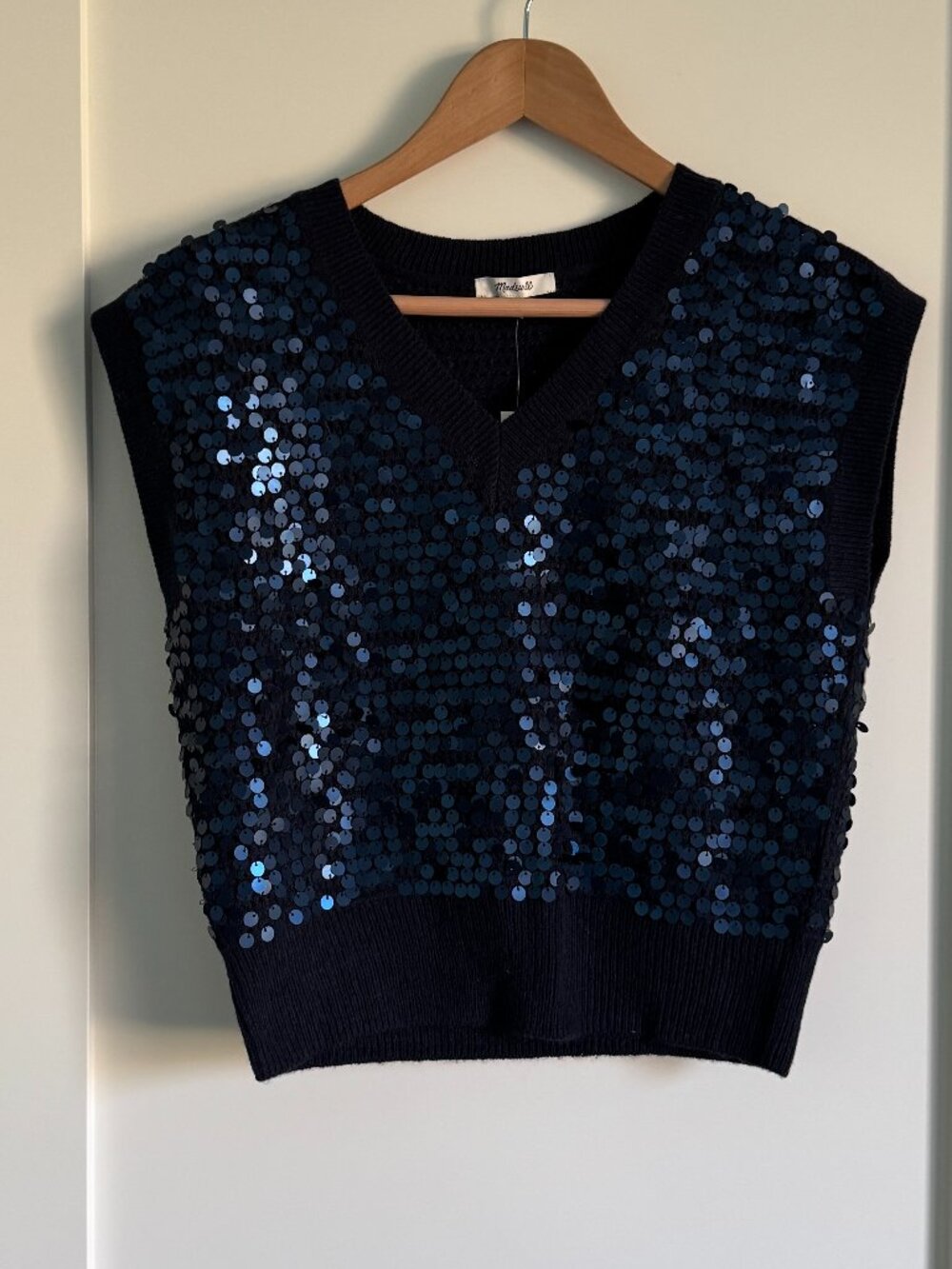 Madewell sequin knit vest Navy Blue size XS NWT